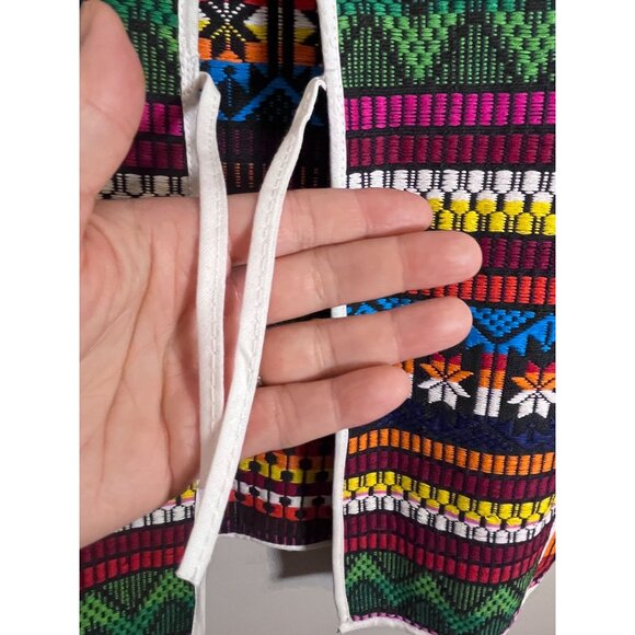 Handmade Apron Woven Colorful Striped Floral Smock Classic Chic Collectable 80s - Picture 4 of 13